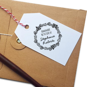 Handgefertigt mit Liebe Personalisierter Rundkauts Gummistempel