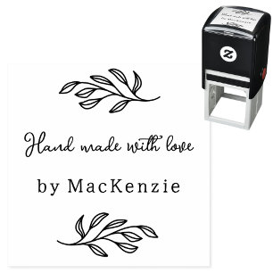 Handgefertigt mit Liebe Personalisiertes Botanisch Permastempel