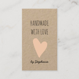 Handgefertigt mit Liebe Pink Heart Kraft Papier QR Visitenkarte