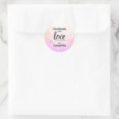 Handgefertigt mit Liebe Pink Ombre Individuelle Na Runder Aufkleber (Tasche)