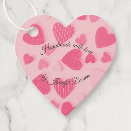 Handgefertigt mit Liebe-Produkt oder Geschenktaste Geschenkanhänger (Vorderseite)
