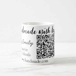 Handgefertigt mit Liebe Q R Code Kleinunternehmens Kaffeetasse