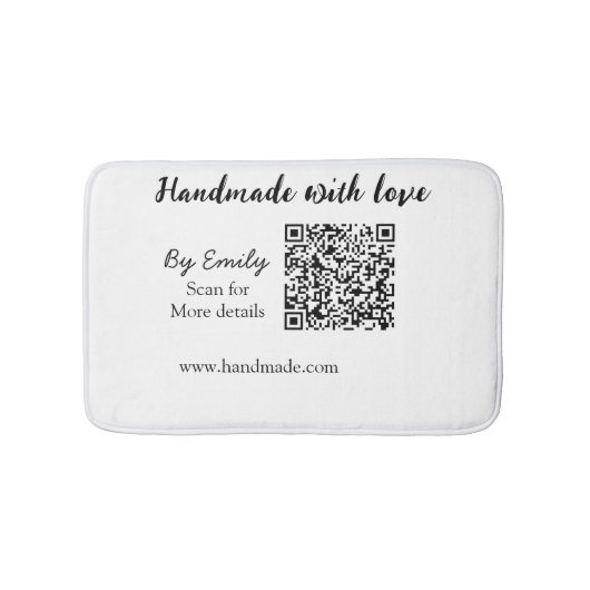 Handgefertigt mit Liebe Q R Code Website für klein Badematte (Vorderseite)
