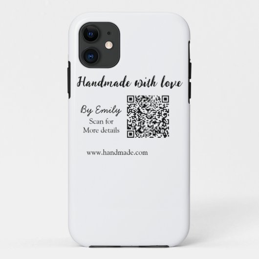 Handgefertigt mit Liebe Q R Code Website für klein Case-Mate iPhone Hülle (Rückseite)