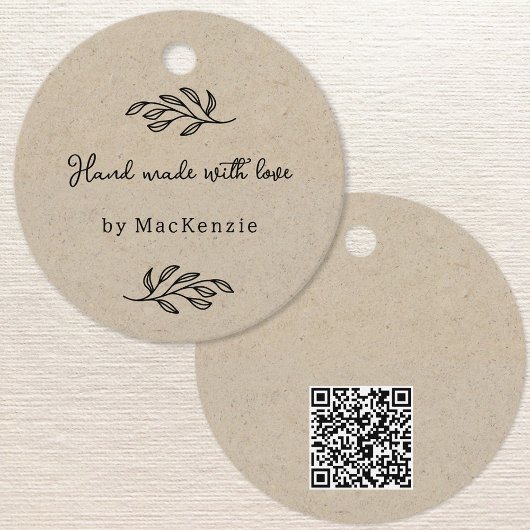 Handgefertigt mit Liebe QR-Code Braun Preis Anhäng Geschenkanhänger