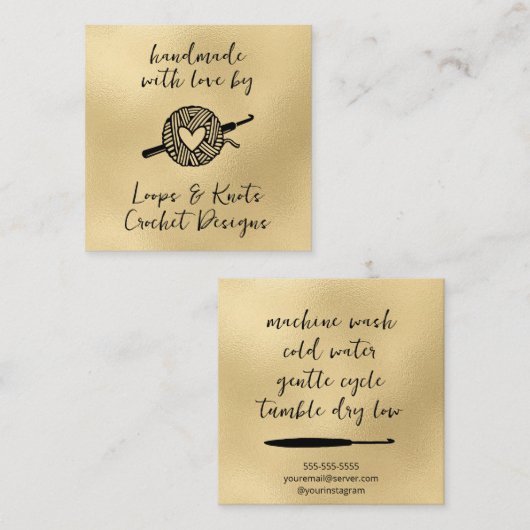 Handgefertigt mit Liebe Quadratische Visitenkarte (Vorne/Hinten)