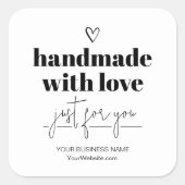 Handgefertigt mit Liebe Quadratischer Aufkleber (Vorderseite)