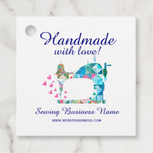 Handgefertigt mit Liebe Quilt Nähmaschine Geschenkanhänger