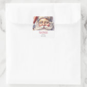 Handgefertigt mit Liebe Retro Jolly Santa Claus Quadratischer Aufkleber (Tasche)