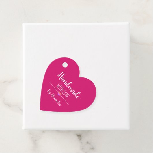 Handgefertigt mit Liebe rosa Geschenkanhänger (Beispiel)
