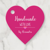Handgefertigt mit Liebe rosa Geschenkanhänger (Vorderseite)
