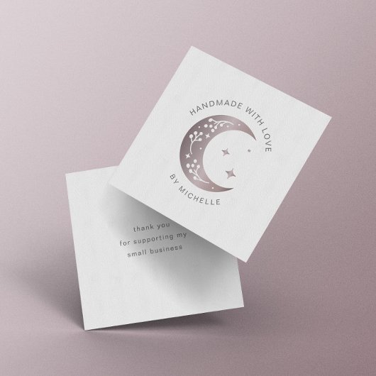 Handgefertigt mit Liebe Rosa Mond Danke Karte