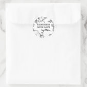 Handgefertigt mit Liebe Rose Blume Frame Runder Aufkleber (Tasche)