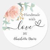 Handgefertigt mit Liebe Rose Gold Runder Aufkleber (Vorderseite)