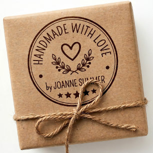 Handgefertigt mit Liebe - Runde E-Commerce-Brandin Gummistempel