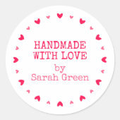 Handgefertigt mit Liebe Runder Aufkleber (Vorderseite)