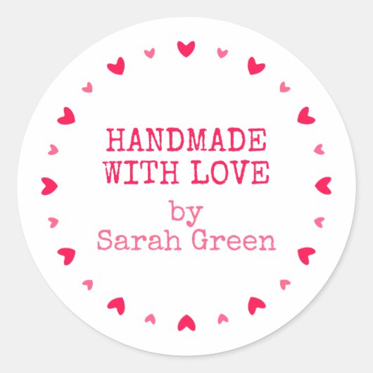 Handgefertigt mit Liebe Runder Aufkleber (Vorderseite)