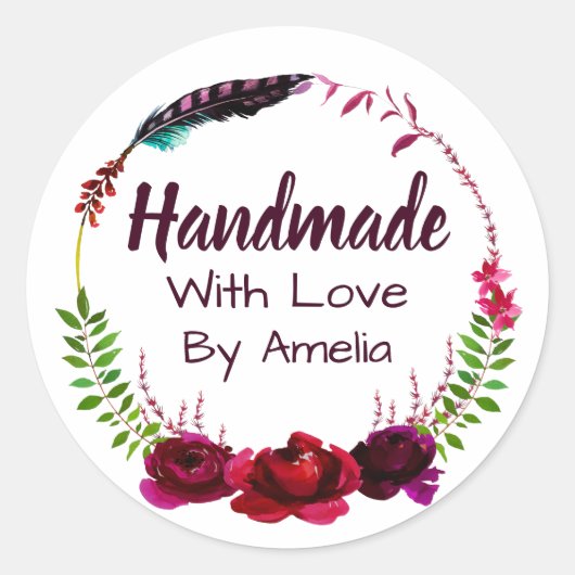 Handgefertigt mit Liebe Runder Aufkleber (Vorderseite)