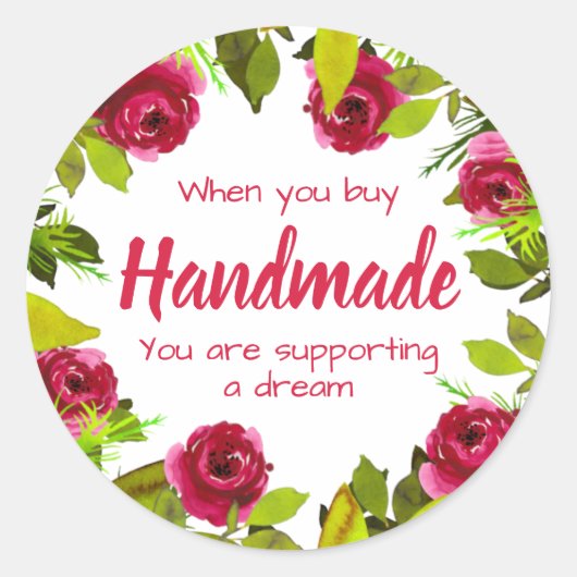 Handgefertigt mit Liebe Runder Aufkleber (Vorderseite)