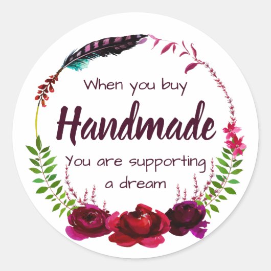 Handgefertigt mit Liebe Runder Aufkleber (Vorderseite)