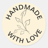 Handgefertigt mit Liebe Runder Aufkleber (Vorderseite)