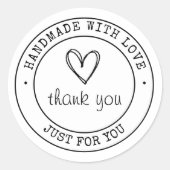 handgefertigt mit Liebe Runder Aufkleber (Vorderseite)