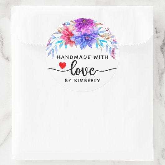 Handgefertigt mit Liebe Runder Aufkleber (Tasche)