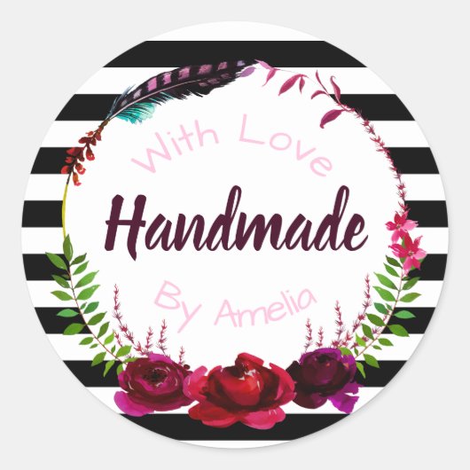 Handgefertigt mit Liebe Runder Aufkleber (Vorderseite)