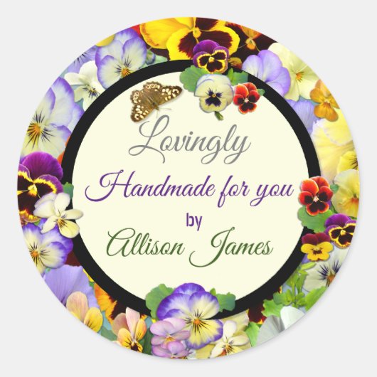 Handgefertigt mit Liebe! Runder Aufkleber (Vorderseite)