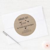 Handgefertigt mit Liebe Rustic Kraft Look Custom L Runder Aufkleber (Umschlag)