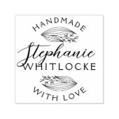 Handgefertigt mit Liebe | Rustikale Sketch-Blätter Permastempel (Design)