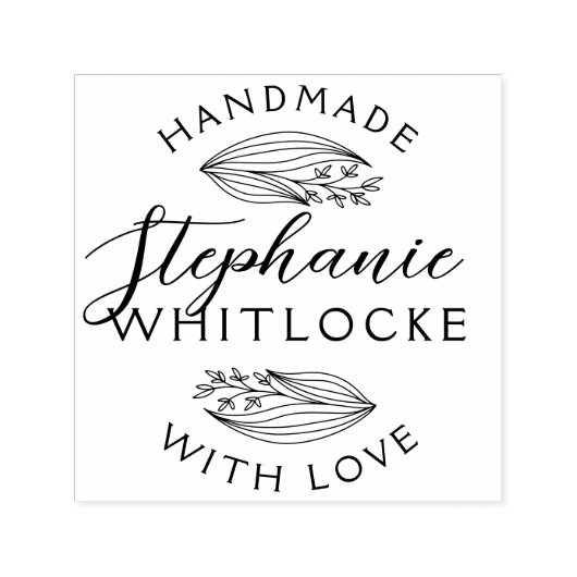 Handgefertigt mit Liebe | Rustikale Sketch-Blätter Permastempel (Design)