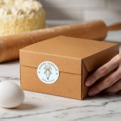 Handgefertigt mit Liebe Rustikales Holzgebäck Runder Aufkleber