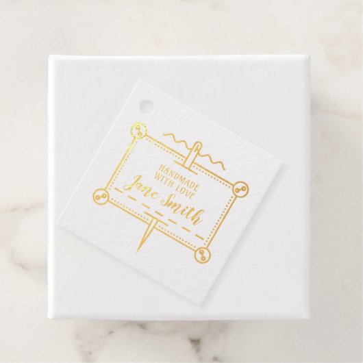 Handgefertigt mit Liebe | Schaltflächen und Nadeld Geschenkanhänger (Mit Box)