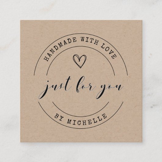 handgefertigt mit Liebe Script danke Karte (Vorderseite)