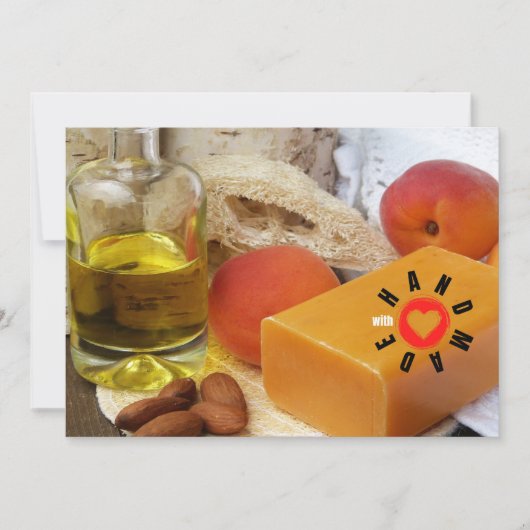 Handgefertigt mit Liebe Seife Maker Pfirsichöl Dankeskarte (Vorderseite)