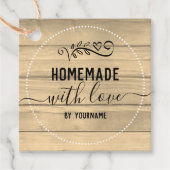 Handgefertigt mit Liebe Sepia Wood Geschenkanhänger (Vorderseite)