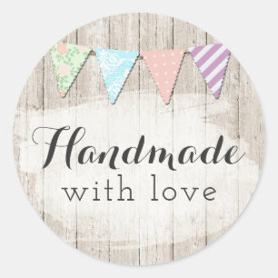 Handgefertigt mit Liebe Shabby Chic Rustikale Jagd Runder Aufkleber