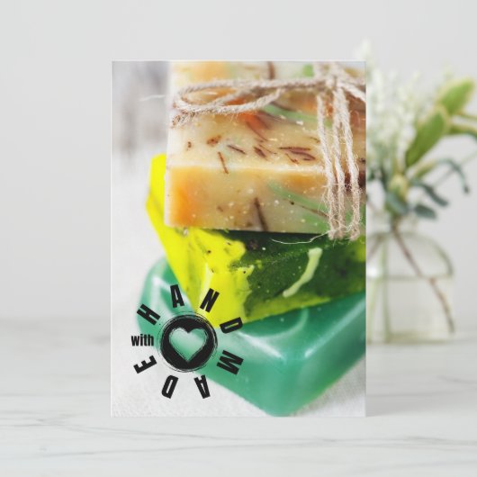 Handgefertigt mit Liebe signieren Soap Maker Busin Dankeskarte (Stehend Vorderseite)
