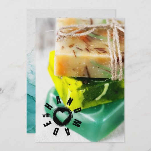 Handgefertigt mit Liebe signieren Soap Maker Busin Dankeskarte (Vorne/Hinten)