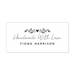 Handgefertigt mit Liebe Skript Blätter Gummistempel