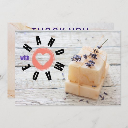 Handgefertigt mit Liebe Soap Business Lavendel Dankeskarte (Vorne/Hinten)