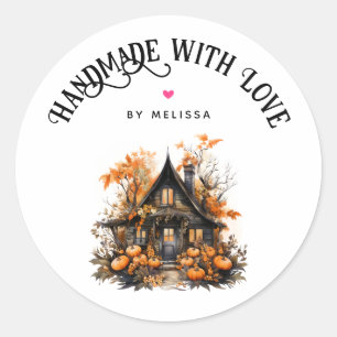 Handgefertigt mit Liebe Spuk House Halloween Runder Aufkleber