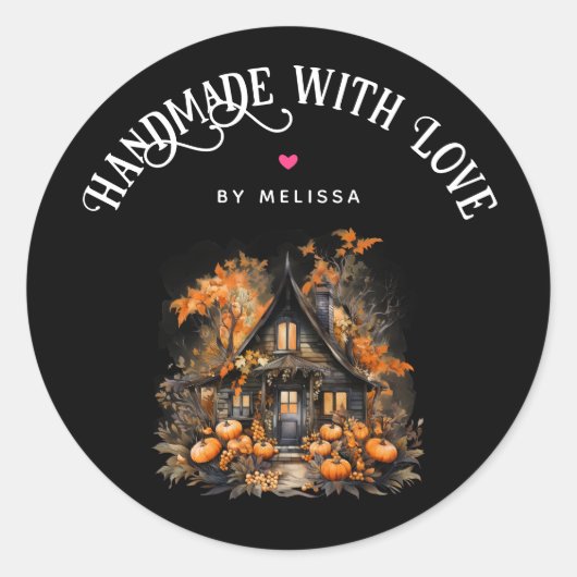 Handgefertigt mit Liebe Spuk House Halloween Runder Aufkleber (Vorderseite)