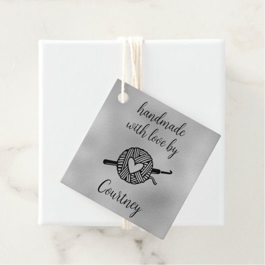 Handgefertigt mit Liebe Square Crochet Geschenkanhänger (Beispiel)