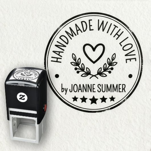 Handgefertigt mit Liebe - Stempel für Markennamen