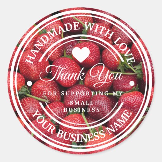 Handgefertigt mit Liebe | Strawberry Label Vielen  Runder Aufkleber (Vorderseite)