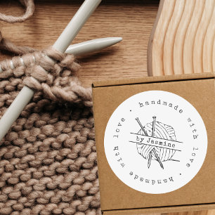 Handgefertigt mit Liebe Strick Kleinunternehmen Runder Aufkleber