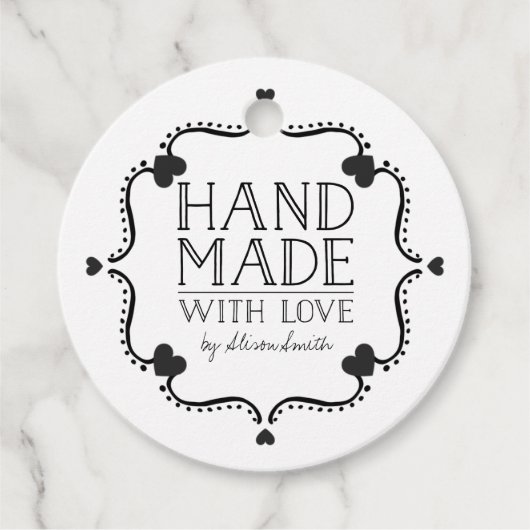 Handgefertigt mit Liebe-Tag mit Herz Geschenkanhänger (Vorderseite)