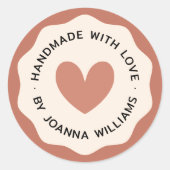 Handgefertigt mit Liebe-Terrakotta Runder Aufkleber (Vorderseite)